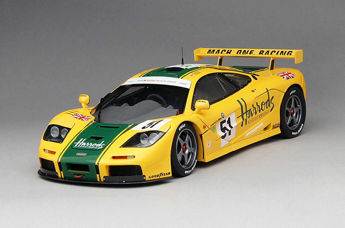 McLaren F1 GT-R 24H Le Mans 1995 (Geel/Groen) (23 cm) 1/18 Solido {Modelauto - Schaalmodel - Model auto - Miniatuurauto}